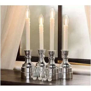 Bethlehem‎ Lights 4 Premium Cordless Window Candles Silver Base Ivory H463790